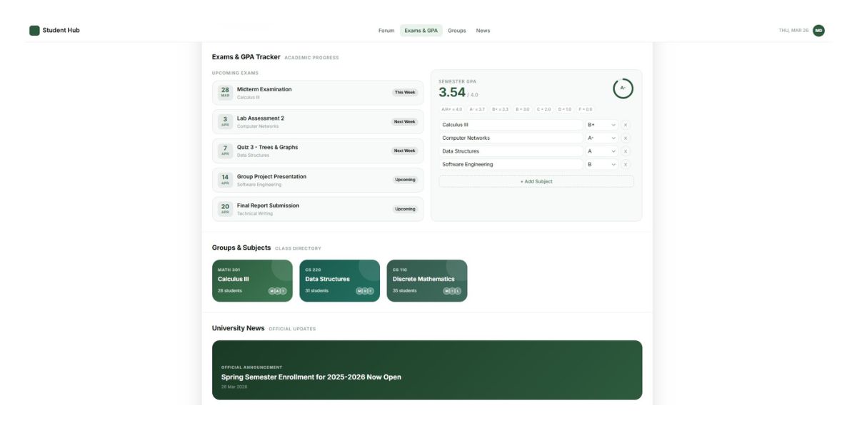 Student Hub project preview
